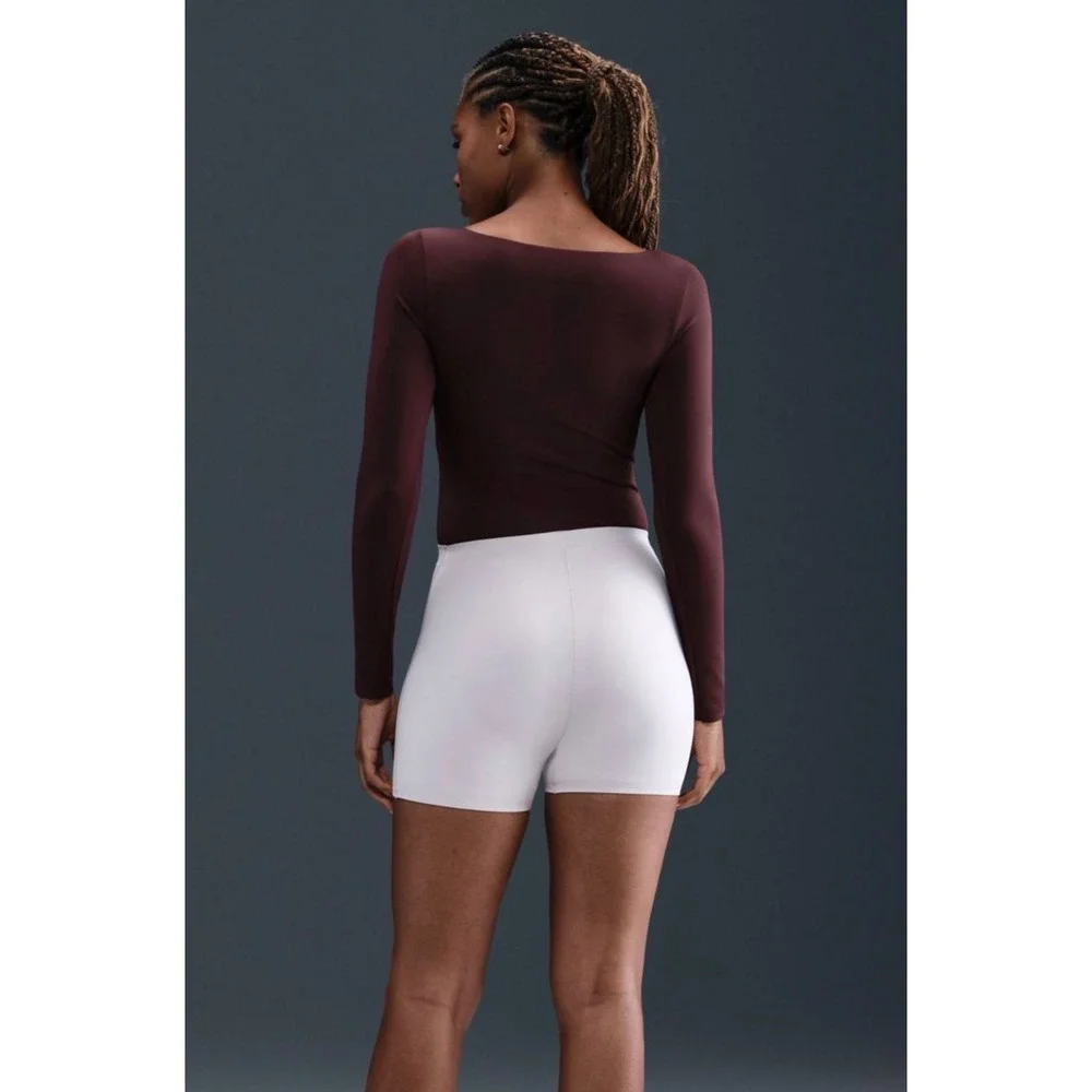 Nike Form Zenvy Long Sleeve Bodysuit Burgundy HQ8296-652 XS Yoga Workout shirt